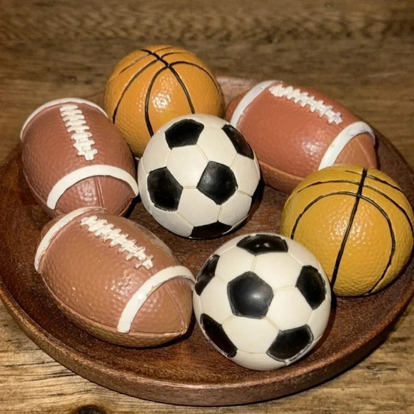 COOL FIND! Set of 7 KNOBS vintage sports athletic basketball soccer football - Picture 1 of 7